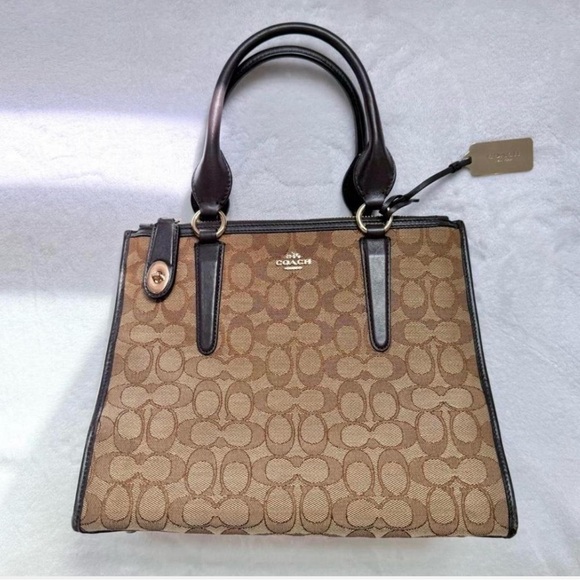 🔥 Coach Brown Monogram Jacquard Canvas
Crosby Carryall Satchel🔥 - Picture 1 of 7
